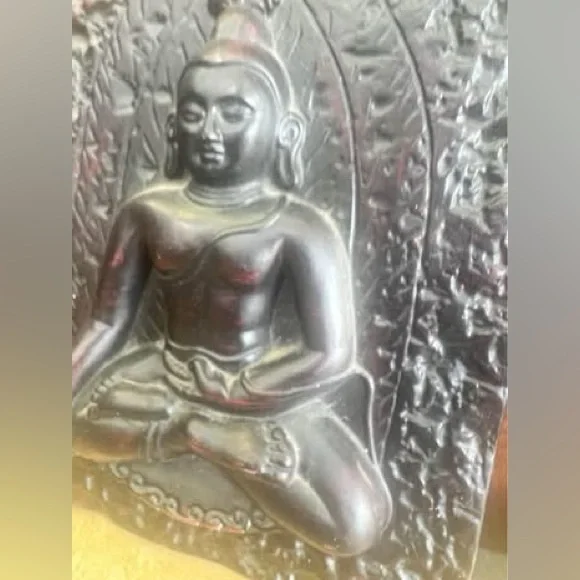 Black Buddha Relief Wall Art Raised details plaster ceramic 9 1/2” x 7 1/2” - Picture 2 of 4